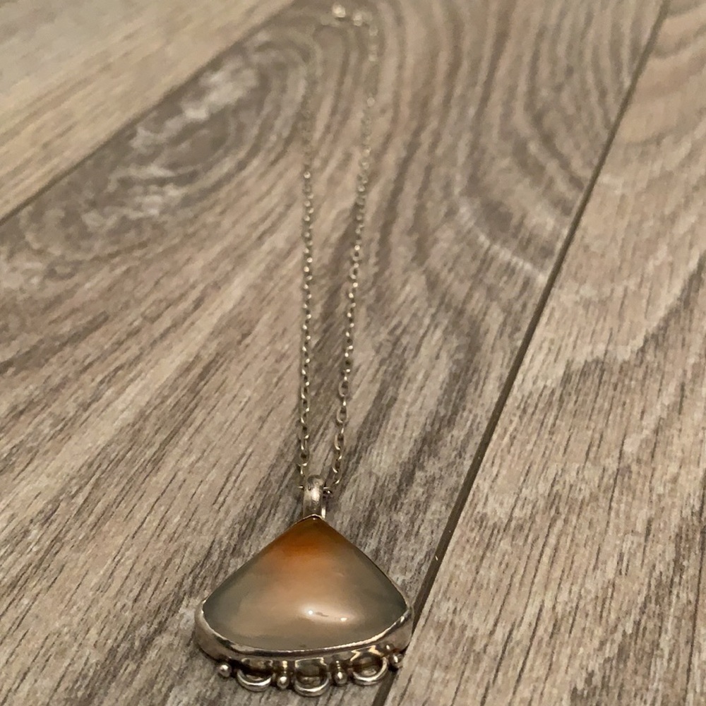 Silver Triangle Stone Necklace - Picture 2 of 7